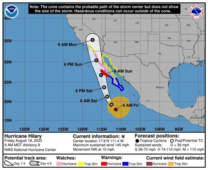 Hurricane Hilary Strengthens, Heads Towards California's Path ...