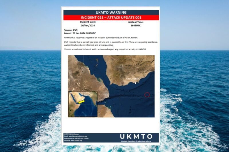 Tanker On Fire After Houthi Missile Strike in Gulf of Aden -Report