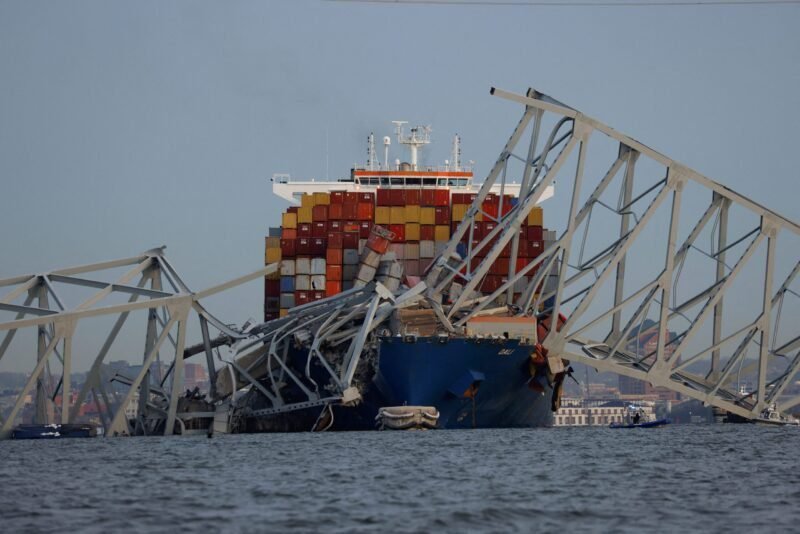 Ship Dali bridge collision photo