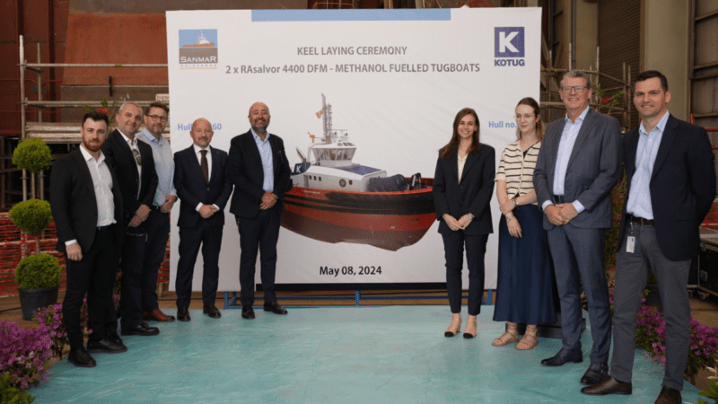 Executives and representatives from Sanmar Shipyards and Kotug International attended the keel laying ceremony (source: Sanmar Shipyards)
