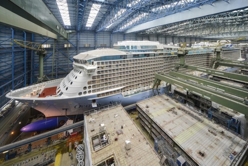 Ovation of the Seas inside Meyer Werft's building dock. Photo credit: Meyer Werft