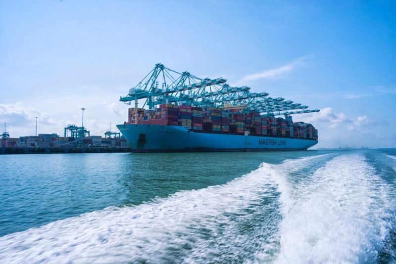 A Maersk containership berthed at the Port of Tanjung Pelepas in Malaysia.