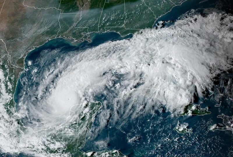 A GOES-East satellite image of Hurricane Milton at 2141 UTC, October 7, 2024