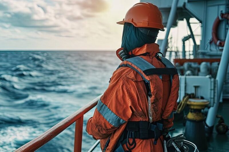 File photo shows a seafarer standing on the deck of a ship