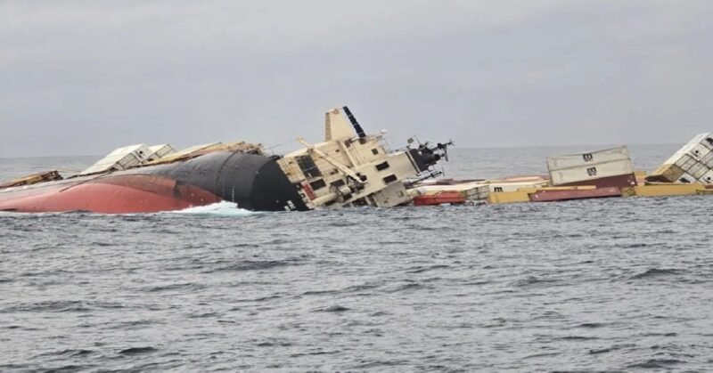 Containers from a capsized ship washed ashore on the shore of Kollam