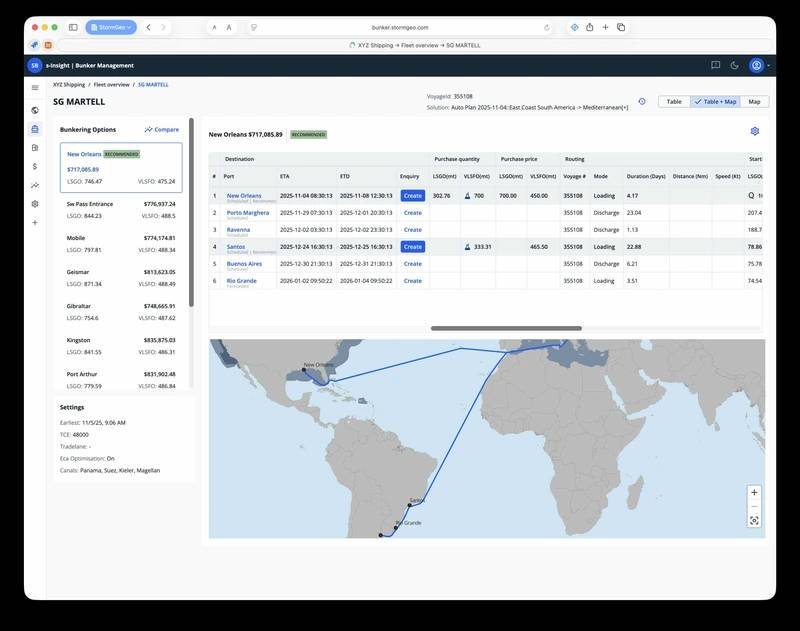 Stormgeo Launches Nextgen S-Insight Bunker Management