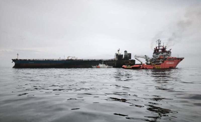 The Kairos tanker after suffering a fire off Turkish coast in the Black Sea