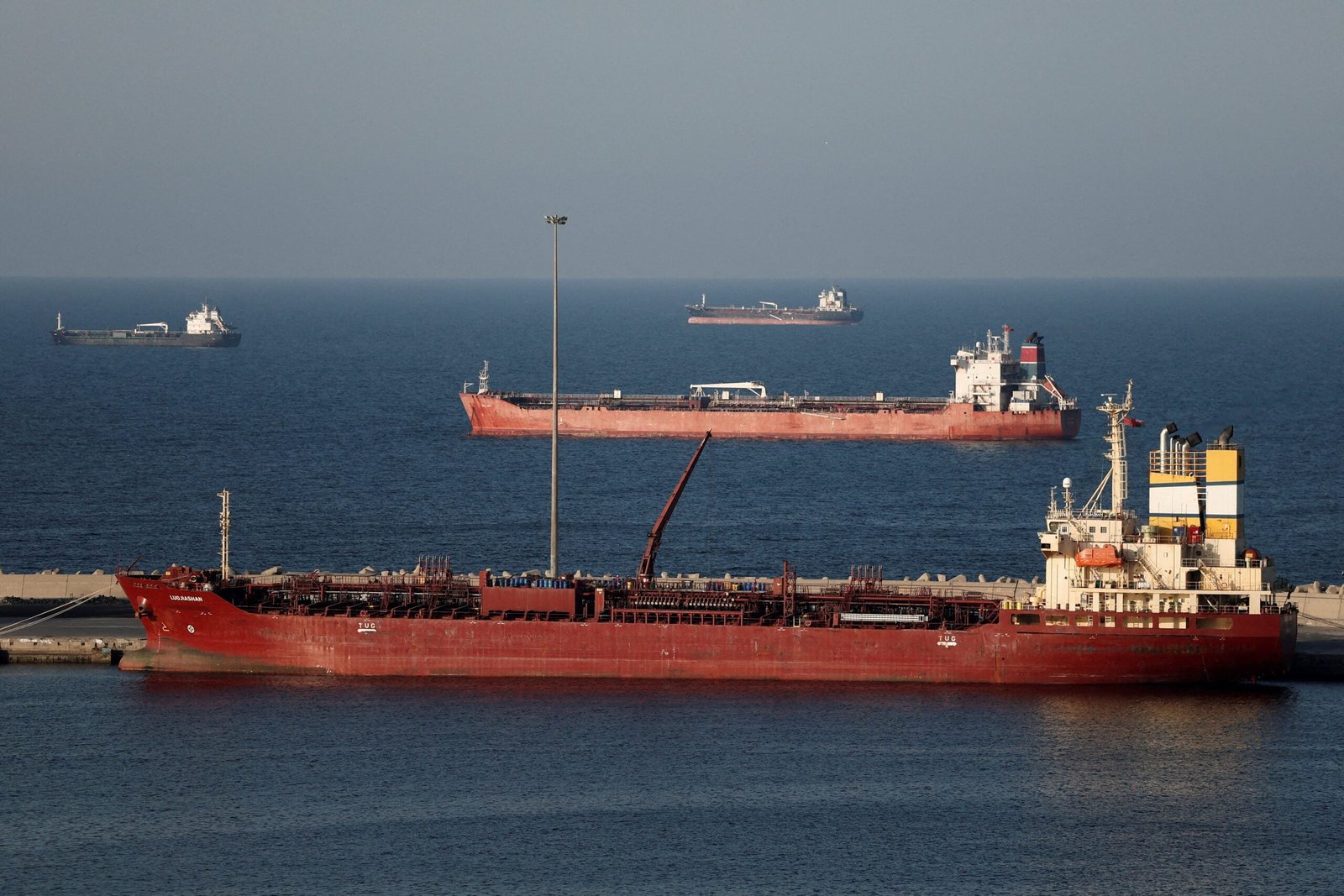 Luojiashan tanker sits anchored in Muscat, as Iran vows to close the Strait of Hormuz, in Muscat