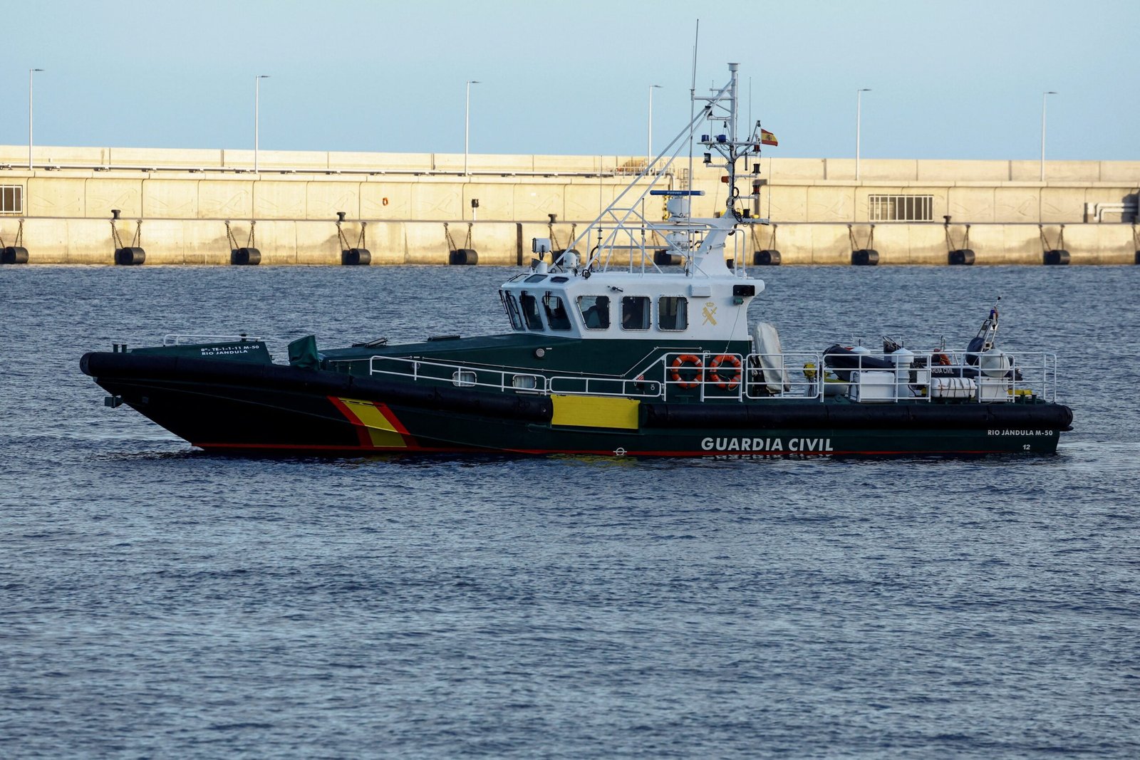 A Spanish Civil Guard boat in the port of Granadilla de Abona in Tenerife