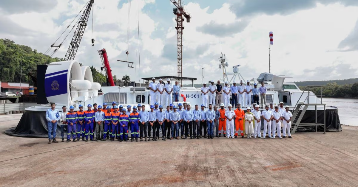 Indian Coast Guard Receives First Indian-Made Hovercraft from Goa’s Chowgule Shipyard