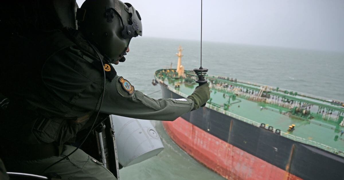 Indian Navy Rescues Injured Seafarer From Oil Tanker Off Mumbai Despite Severe Weather