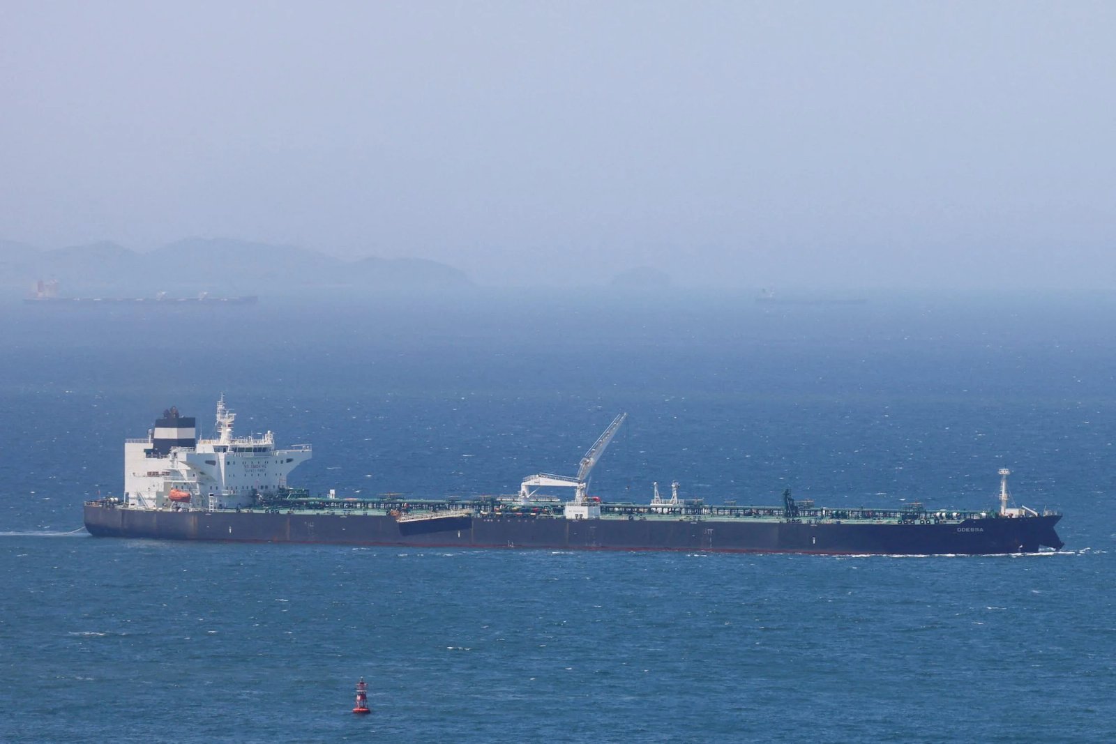 Crude oil tanker Odessa, carrying UAE crude after passing through the Strait of Hormuz with its Automatic Identification System transponder turned off, navigates the waters at Daesan port, where it is expected to discharge crude oil, in Seosan, South Korea, May 8, 2026