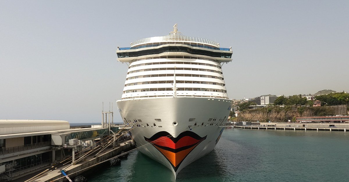 Bow view of the cruise ship AIDAnova berthed in port